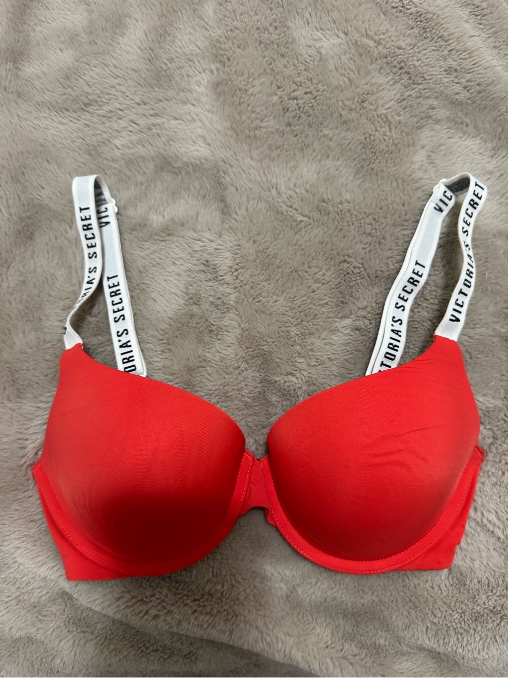 Victoria's Secret Bright Red Padded Bra with Logo Straps